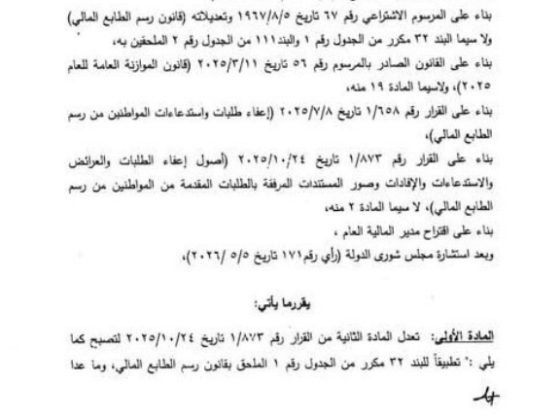 إعفاء معاملات محددة من رسم الطابع المالي